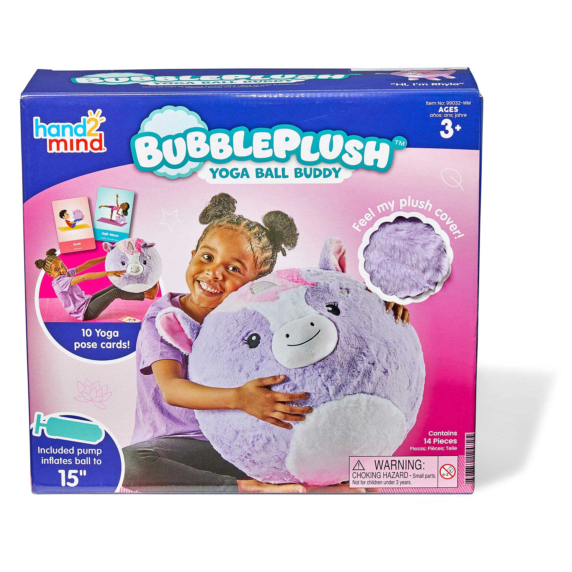 BUBBLEPLUSH YOGA BALL BUDDY UNICORN - HAND 2 MIND