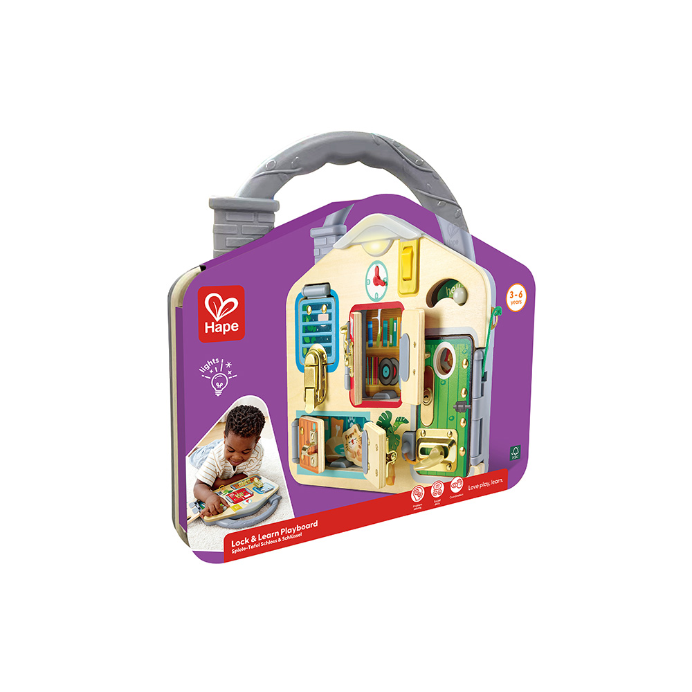 LOCK LEARN PLAYBOARD HAPE Playwell Canada Toy Distributor   E1111 Main Square Web 1000x1000 