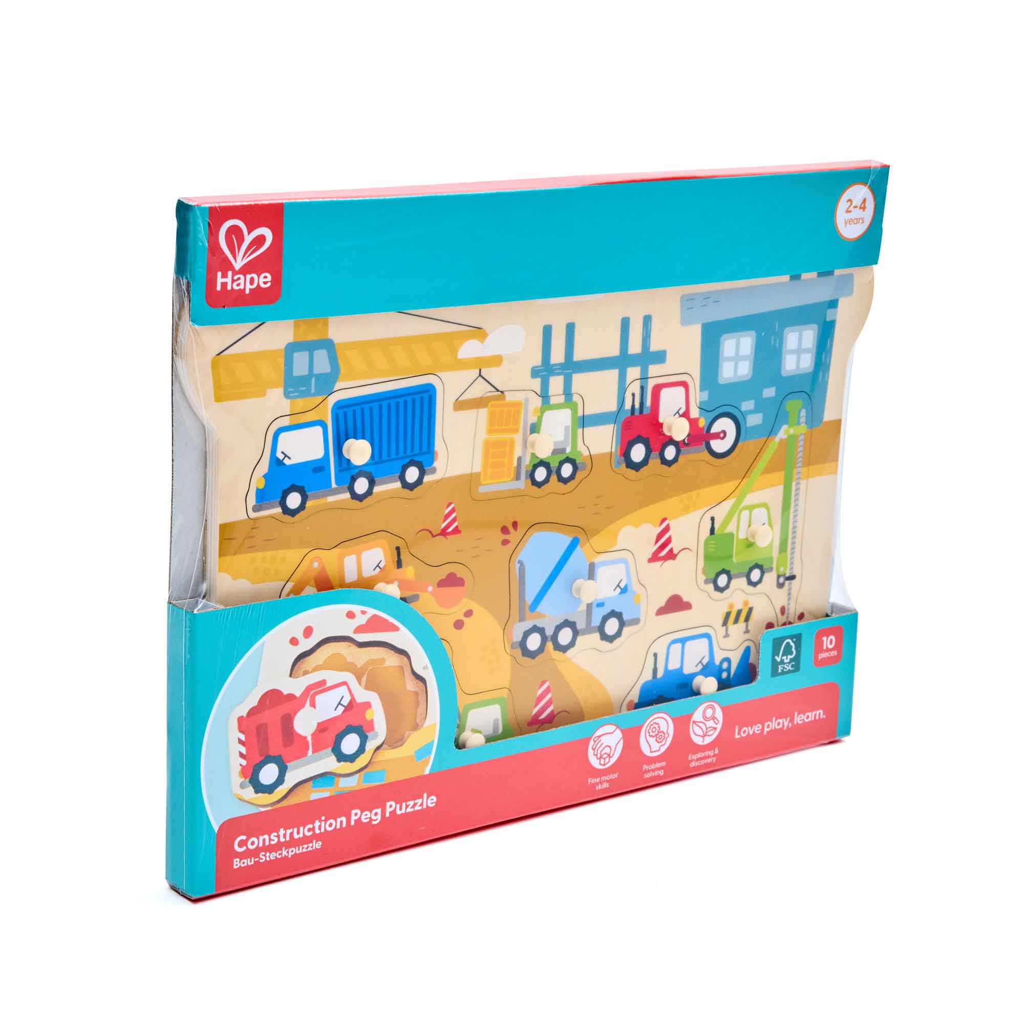 CONSTRUCTION VEHICLES PEG PUZZLE - HAPE