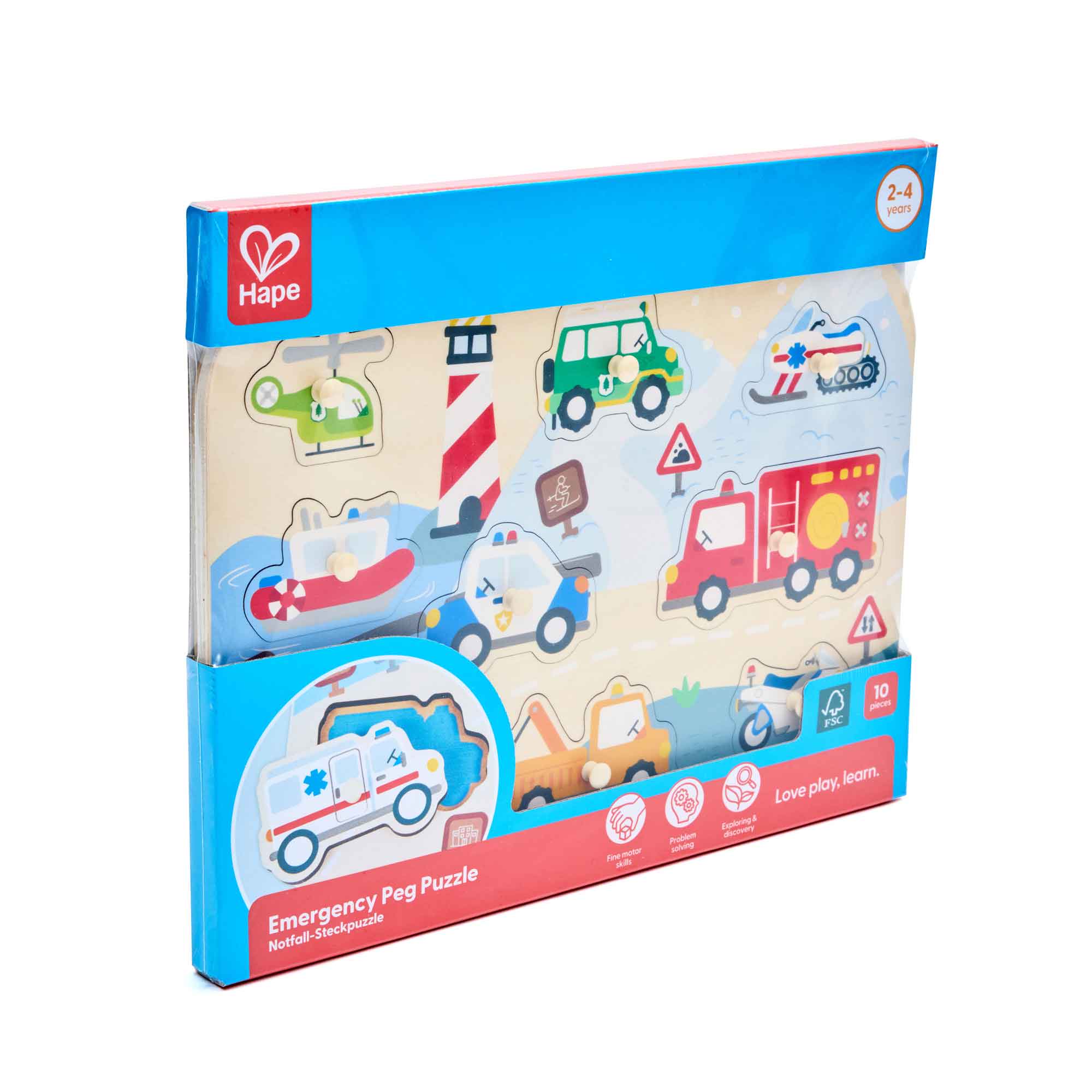 EMERGENCY VEHICLES PEG PUZZLE - HAPE