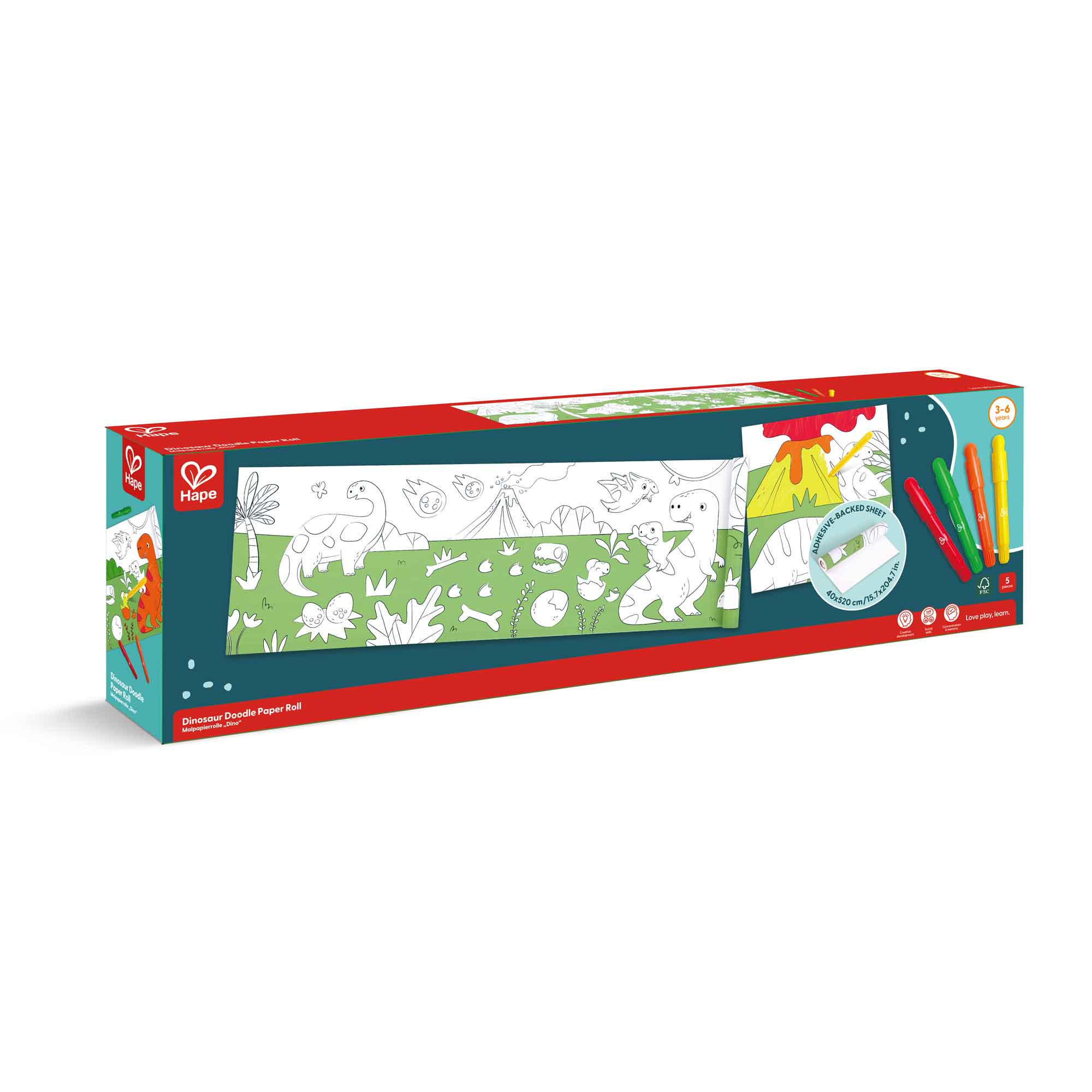 DINOSAUR DOODLE PAPER ROLL - HAPE