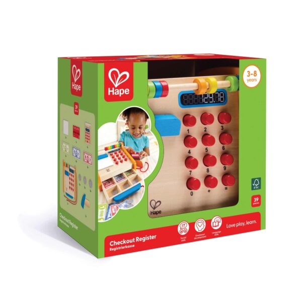 Wooden montessori cash register for toddler, preschoolers and early elementary