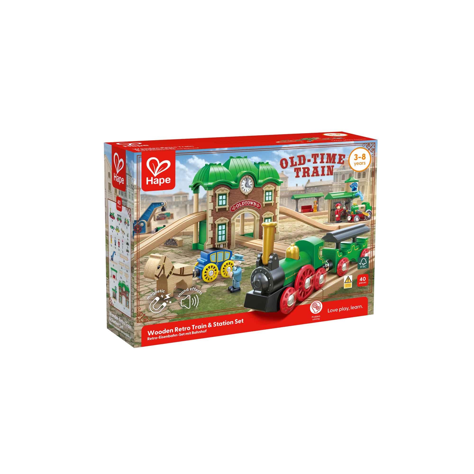 WOODEN RETRO TRAIN & STATION SET - HAPE