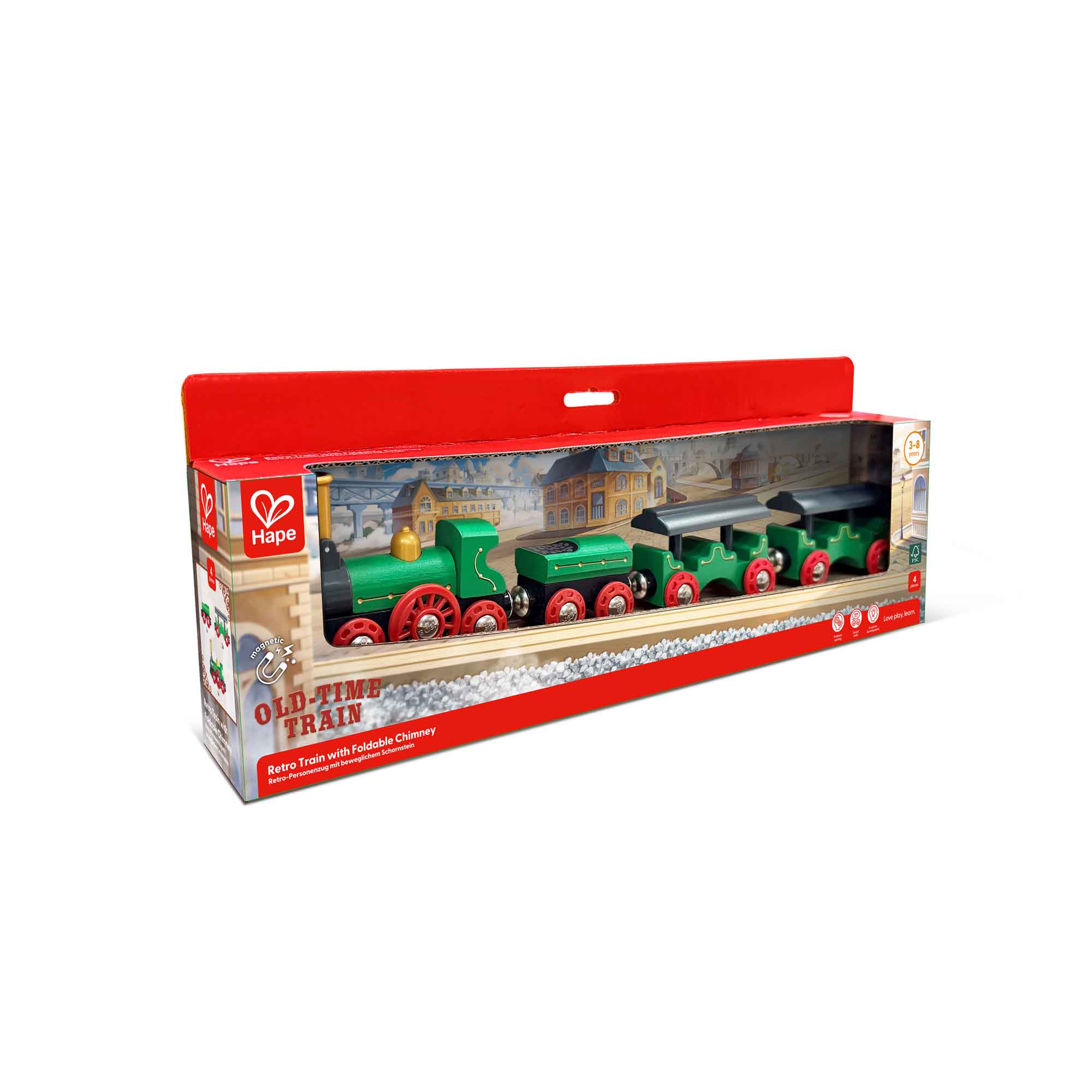 RETRO TRAIN WITH FOLDABLE CHIMNEY - HAPE