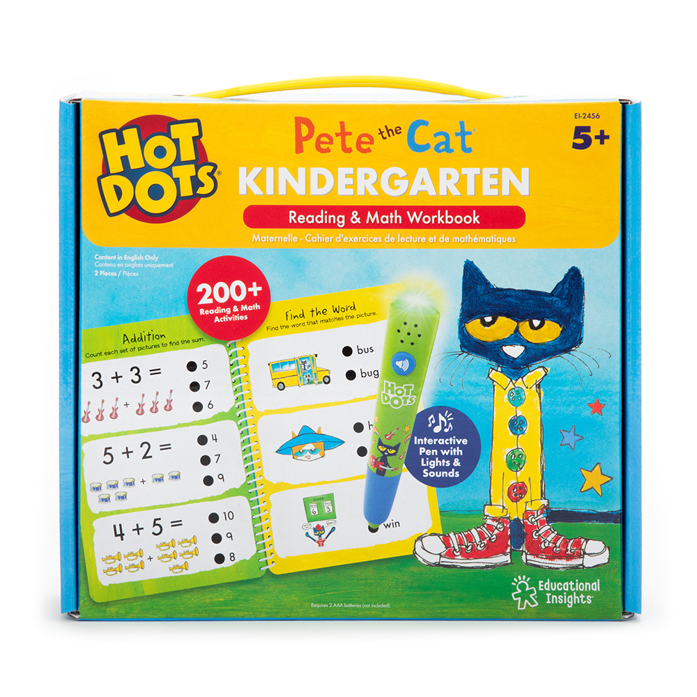 HOT DOTS PETE THE CAT KINDERGARTEN READING & MATH WORKBOOK ...