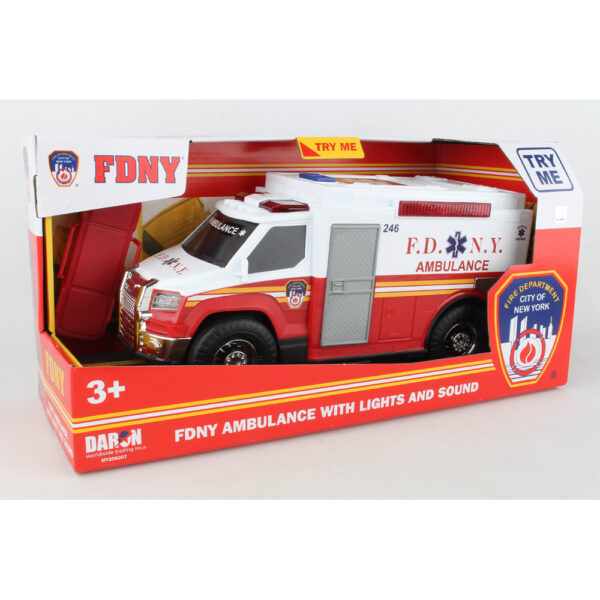 FDNY AMBULANCE W/LIGHTS & SOUND - DARON - Playwell Canada Toy Distributor